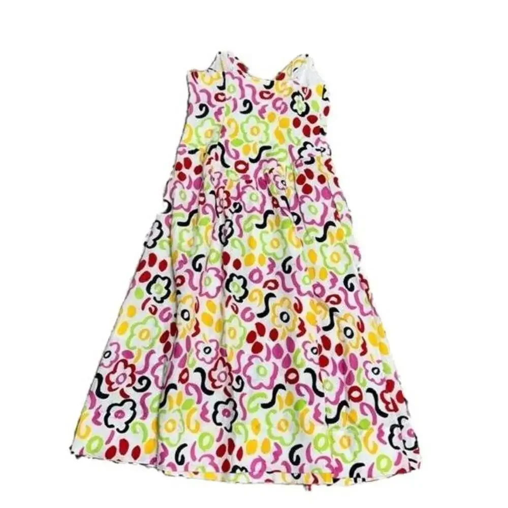 RHODE Dress Multi Floral Midi Abstract Print Painted Bloom Bohemian Size 8